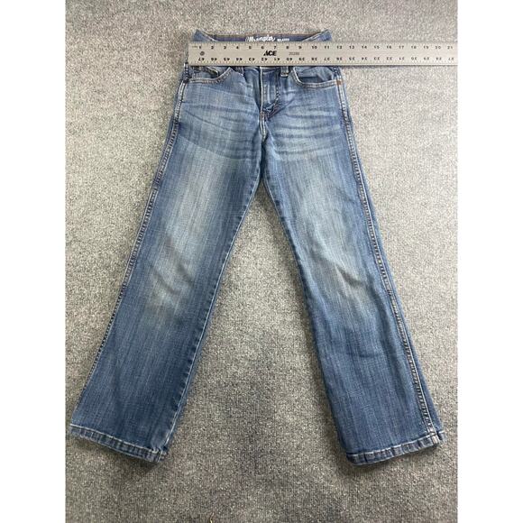Wrangler Jeans Kids Size 9/10 Relaxed Boot with Adjustable Waist & classic Patch - Picture 1 of 6